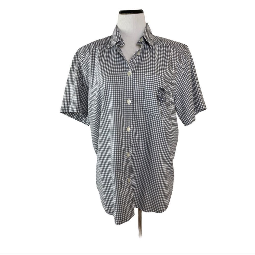 ALFRED DUNNER Gray White Checked Blouse Size 16